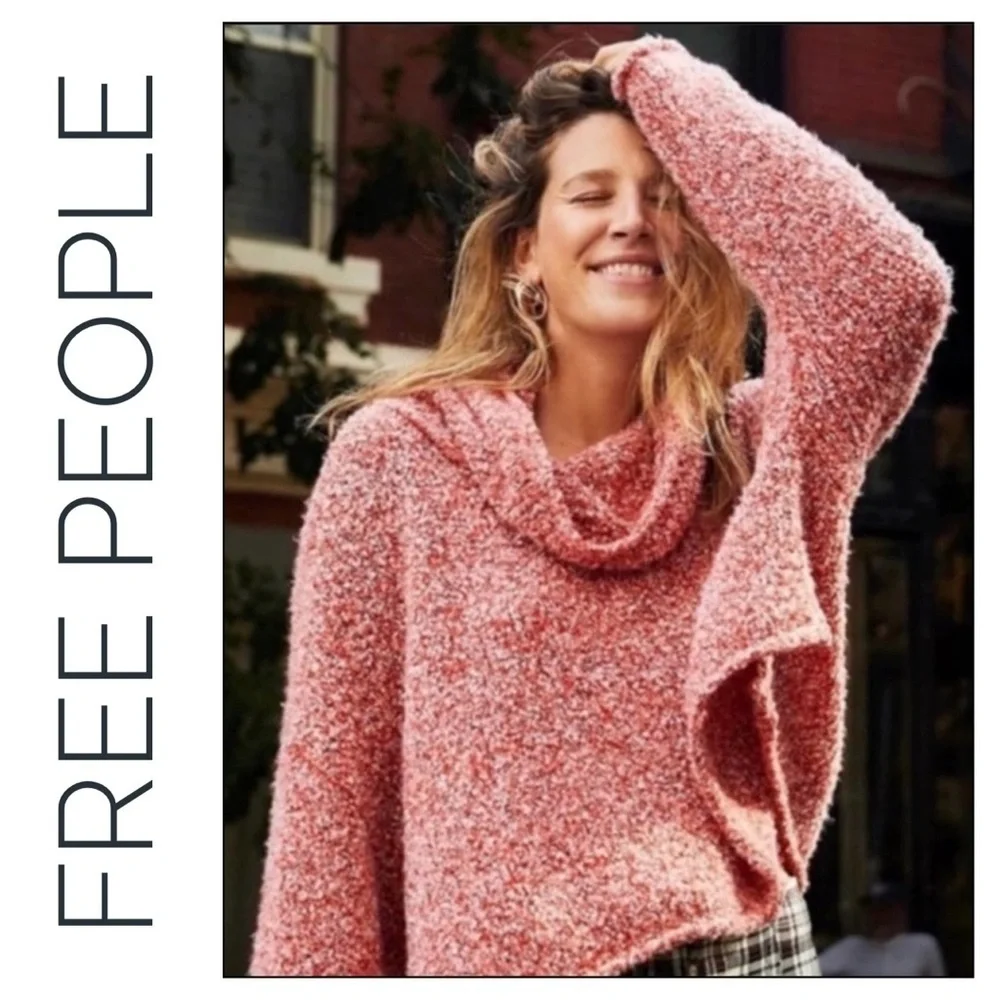 FREE People Red BFF Cowl Neck Slouchy Sweater - Picture 1 of 8
